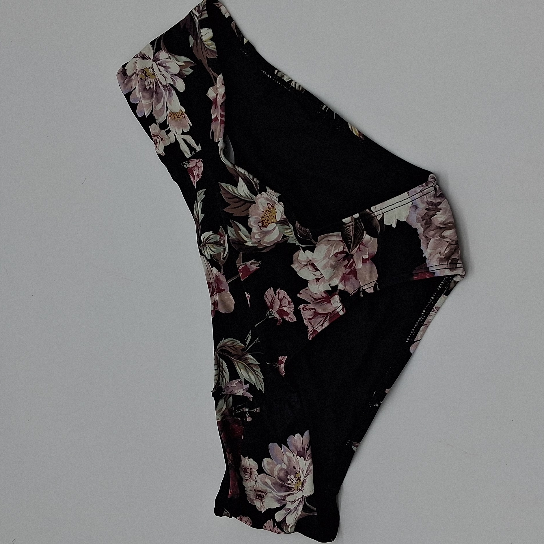Rachel Rachel Roy Cherry Blossom Ruched Side Bikini Bottom Black L
